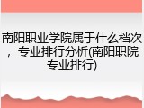 南阳职业学院属于什么档次，专业排行分析(南阳职院专业排行)