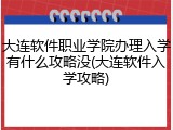 大连软件职业学院办理入学有什么攻略没(大连软件入学攻略)