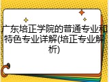 广东培正学院的普通专业和特色专业详解(培正专业解析)