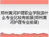 郑州黄河护理职业学院读什么专业比较有前景(郑州黄河护理专业前景)