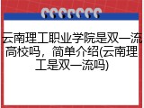 云南理工职业学院是双一流高校吗，简单介绍(云南理工是双一流吗)