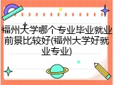 福州大学哪个专业毕业就业前景比较好(福州大学好就业专业)