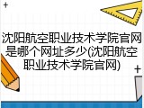 沈阳航空职业技术学院官网是哪个网址多少(沈阳航空职业技术学院官网)