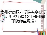 贵州健康职业学院有多少学生，师资力量如何(贵州健职院师生规模)