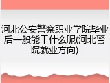 河北公安警察职业学院毕业后一般能干什么呢(河北警院就业方向)