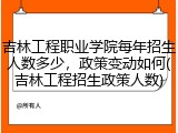吉林工程职业学院每年招生人数多少，政策变动如何(吉林工程招生政策人数)