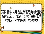 襄阳科技职业学院有哪些知名校友，简单分析(襄阳科技职业学院知名校友)