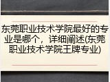 东莞职业技术学院最好的专业是哪个，详细阐述(东莞职业技术学院王牌专业)