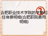 合肥职业技术学院的学费和住宿费明细(合肥职院费用明细)