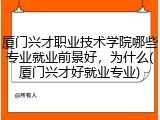 厦门兴才职业技术学院哪些专业就业前景好，为什么(厦门兴才好就业专业)