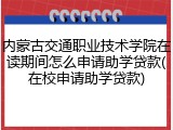 内蒙古交通职业技术学院在读期间怎么申请助学贷款(在校申请助学贷款)