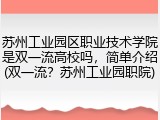 苏州工业园区职业技术学院是双一流高校吗，简单介绍(双一流？苏州工业园职院)