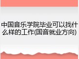 中国音乐学院毕业可以找什么样的工作(国音就业方向)