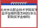 北京京北职业技术学院奖学金评定细则是怎样的(京北职院奖学金细则)