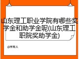 山东理工职业学院有哪些奖学金和助学金呢(山东理工职院奖助学金)