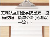 芜湖航空职业学院是双一流高校吗，简单介绍(芜湖双一流？)