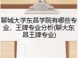聊城大学东昌学院有哪些专业，王牌专业分析(聊大东昌王牌专业)