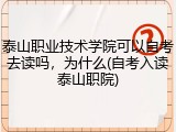 泰山职业技术学院可以自考去读吗，为什么(自考入读泰山职院)