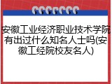 安徽工业经济职业技术学院有出过什么知名人士吗(安徽工经院校友名人)