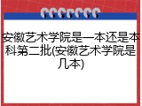 安徽艺术学院是一本还是本科第二批(安徽艺术学院是几本)