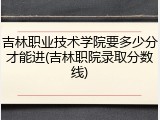 吉林职业技术学院要多少分才能进(吉林职院录取分数线)