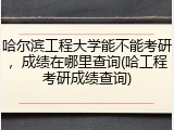 哈尔滨工程大学能不能考研，成绩在哪里查询(哈工程考研成绩查询)