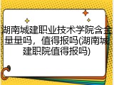 湖南城建职业技术学院含金量量吗，值得报吗(湖南城建职院值得报吗)