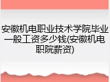 安徽机电职业技术学院毕业一般工资多少钱(安徽机电职院薪资)