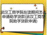 武汉工商学院在读期间怎么申请助学贷款(武汉工商学院助学贷款申请)