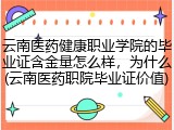 云南医药健康职业学院的毕业证含金量怎么样，为什么(云南医药职院毕业证价值)