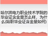 哈尔滨电力职业技术学院的毕业证含金量怎么样，为什么(哈职毕业证含金量如何)