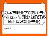 江苏城市职业学院哪个专业毕业就业前景比较好(江苏城职院好就业专业)