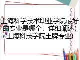 上海科学技术职业学院最好的专业是哪个，详细阐述(上海科技学院王牌专业)