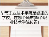 毕节职业技术学院是哪里的学校，在哪个城市(毕节职业技术学院位置)
