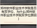 郑州软件职业技术学院是否有双学位，为什么(郑州软件职业技术学院双学位原因)