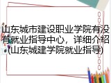 山东城市建设职业学院有没有就业指导中心，详细介绍(山东城建学院就业指导)