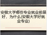 安徽大学哪些专业就业前景好，为什么(安徽大学好就业专业)