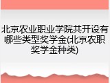 北京农业职业学院共开设有哪些类型奖学金(北京农职奖学金种类)