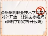福州黎明职业技术学院是否对外开放，让进去参观吗？(黎明学院对外开放吗)