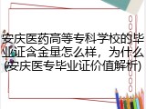 安庆医药高等专科学校的毕业证含金量怎么样，为什么(安庆医专毕业证价值解析)