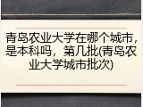 青岛农业大学在哪个城市，是本科吗，第几批(青岛农业大学城市批次)