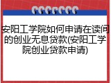 安阳工学院如何申请在读间的创业无息贷款(安阳工学院创业贷款申请)