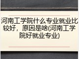 河南工学院什么专业就业比较好，原因是啥(河南工学院好就业专业)