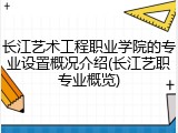 长江艺术工程职业学院的专业设置概况介绍(长江艺职专业概览)
