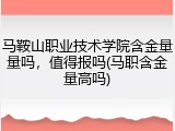 马鞍山职业技术学院含金量量吗，值得报吗(马职含金量高吗)