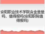 安阳职业技术学院含金量量吗，值得报吗(安阳职院值得报吗)