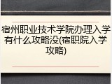 宿州职业技术学院办理入学有什么攻略没(宿职院入学攻略)