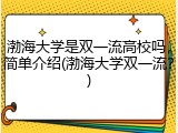渤海大学是双一流高校吗，简单介绍(渤海大学双一流？)