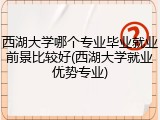 西湖大学哪个专业毕业就业前景比较好(西湖大学就业优势专业)