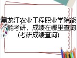 黑龙江农业工程职业学院能不能考研，成绩在哪里查询(考研成绩查询)